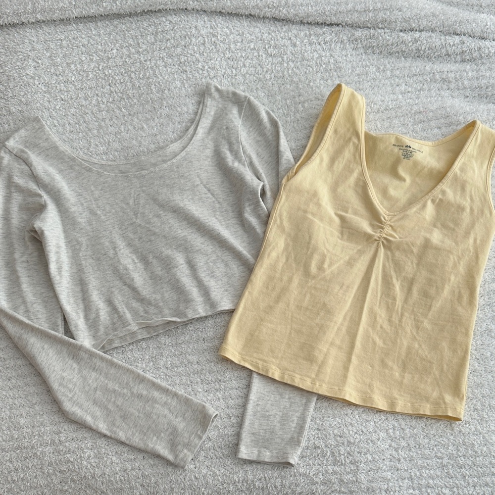 Brandy Melville Gray Crop Top and yellow tank